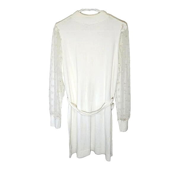 NWT Madison & Hudson Off White Sweater Dress, Size Petite Large Sheer Polka Dots - Picture 11 of 11